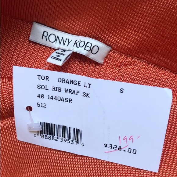 SOLD! Ronny Kobo NWT orange sol rib wrap skirt ☀️ - Picture 5 of 7